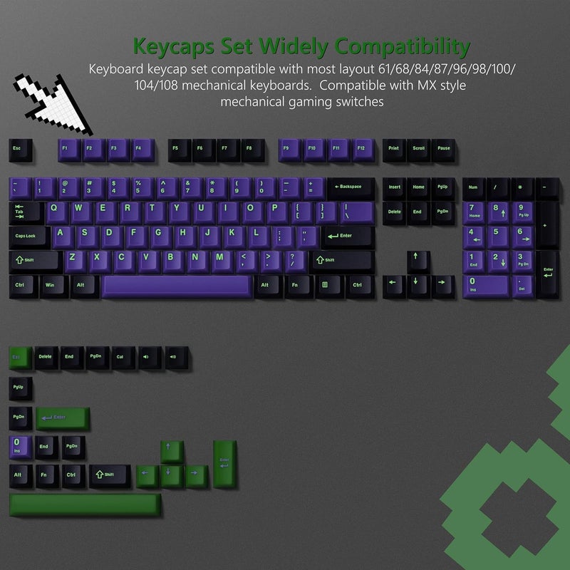 Womier PBT Jelly Keycaps Purple, Custom Keyboard Keycaps 60 75 100 Percent, Translucent Key caps 127 Keys, Cherry Profile for 61/68/84/87/98/100 Cherry Gateron MX Mechanical Gaming Keyboards - Image 5